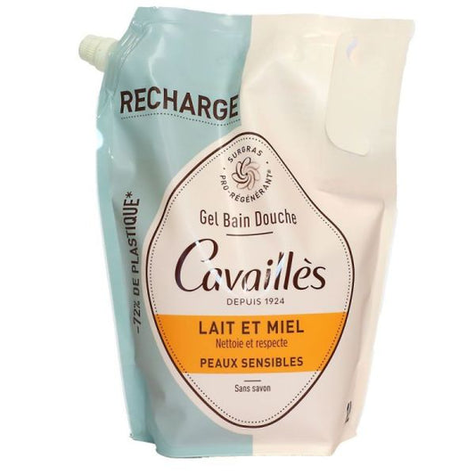 Rogé Cavaillès Eco-Refill Milk and Honey Bath and Shower Gel for Sensitive Skin 1L