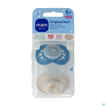 Ciuccio originale in silicone per la notte oltre i 6 mesi x2