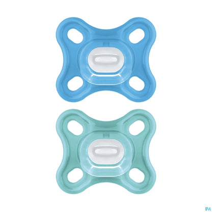 Comfort Sucettes Silicone Bleu 0-2 Mois 2 Unités + Boîte de Stérilisation