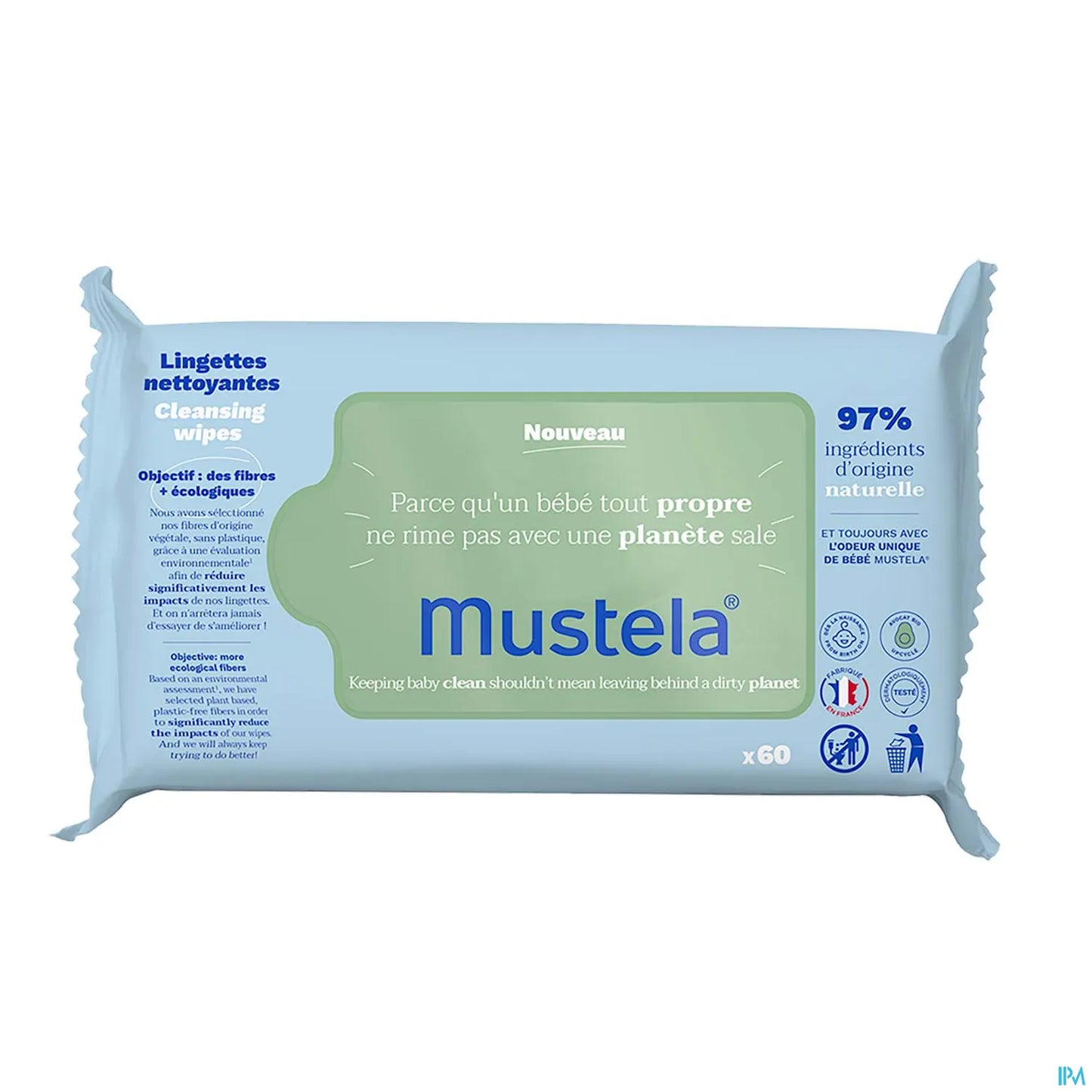 Lingettes Nettoyantes à l'Avocat Bio 60 Lingettes