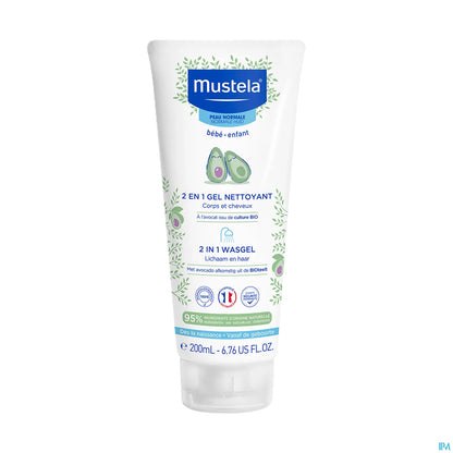 Gel detergente all'avocado biologico 2 in 1 per corpo e capelli 200 ml