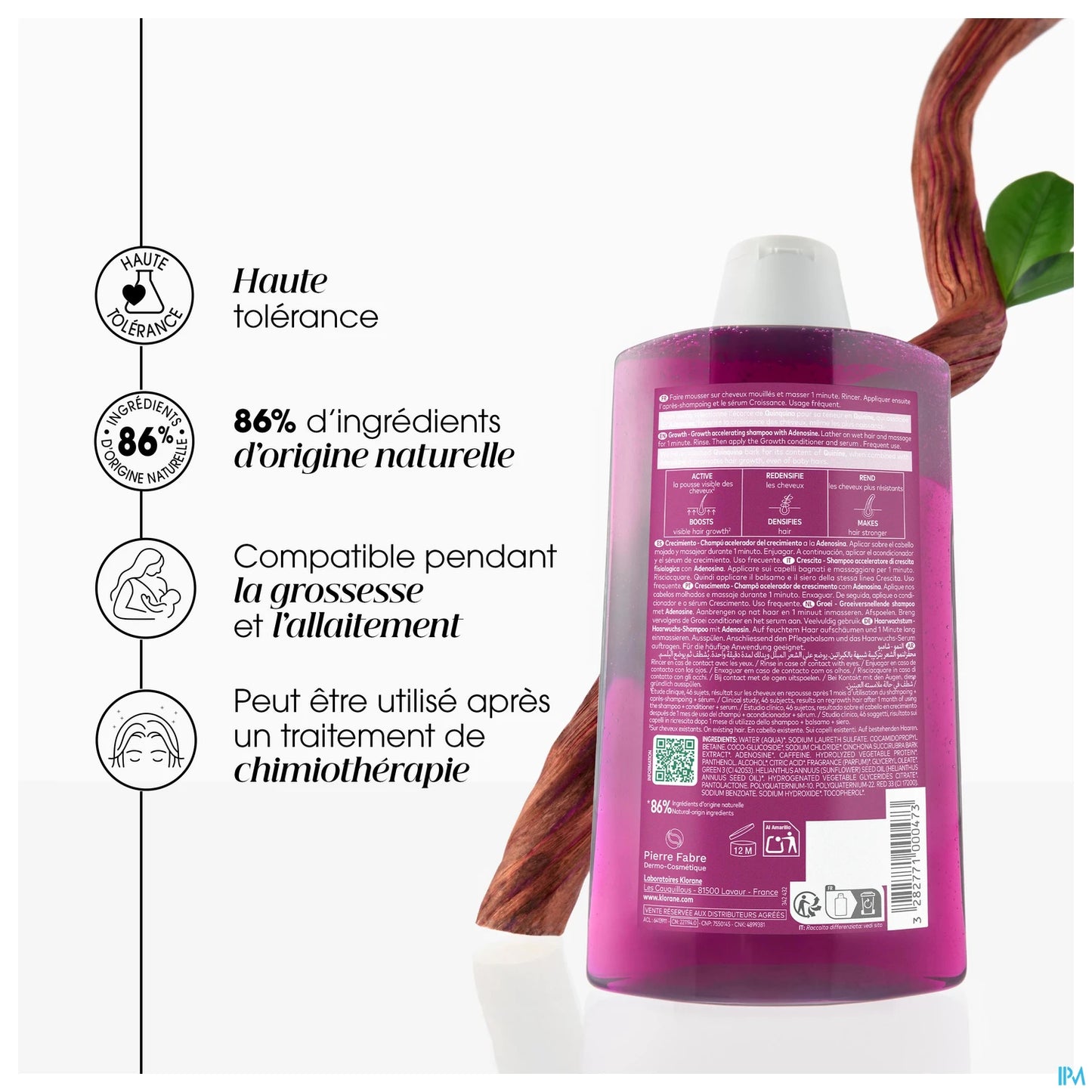 Klorane Shampoing Croissance à la Quinine 400 mL
