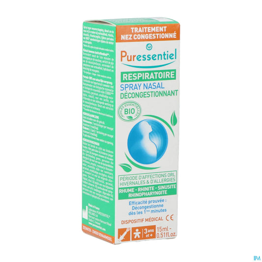 Spray nasale decongestionante biologico per le vie respiratorie 15 ml