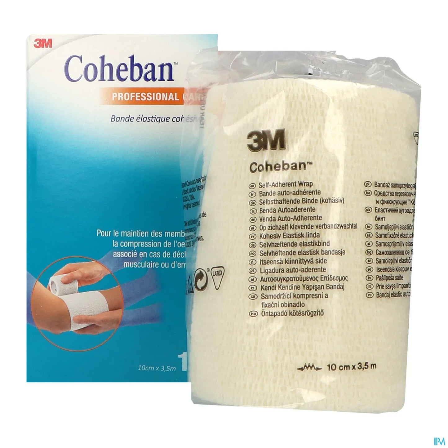 Benda di supporto coesiva Coheban bianca 10 cm x 3,5 m