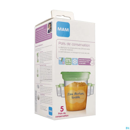 5 Pots de Conservation du Lait Maternel 120ml