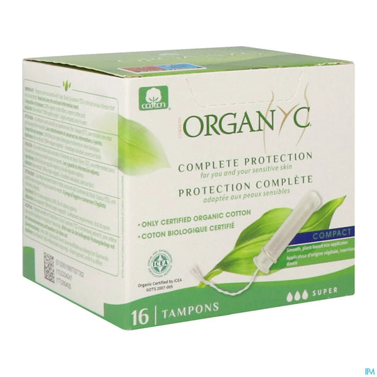 Compact Super Tampons with Organic Cotton Applicator 16 Units