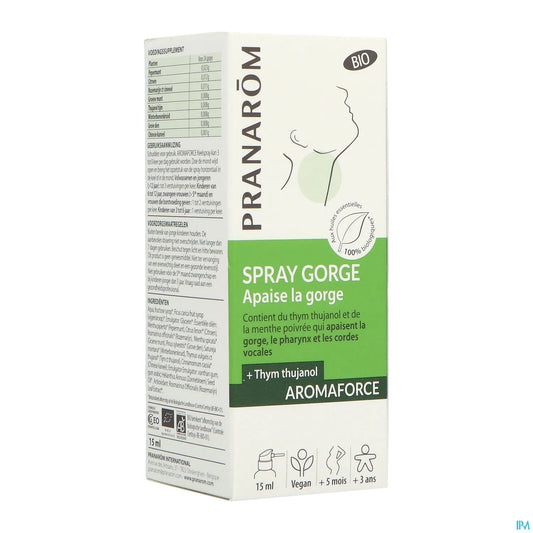 Spray lenitivo per la gola biologico Aromaforce 15 ml