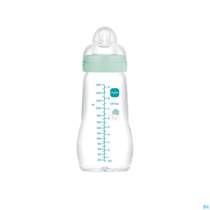 Biberon in vetro 260ml blu 2 mesi