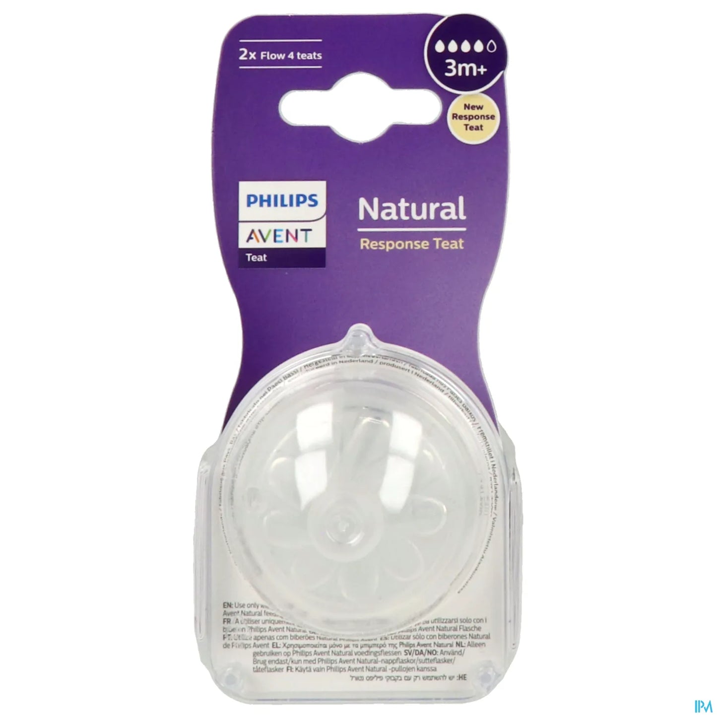 Philips Avent Natural Response Tétine pour Bouteille +3 Mois 4 Trous 2 Pièces