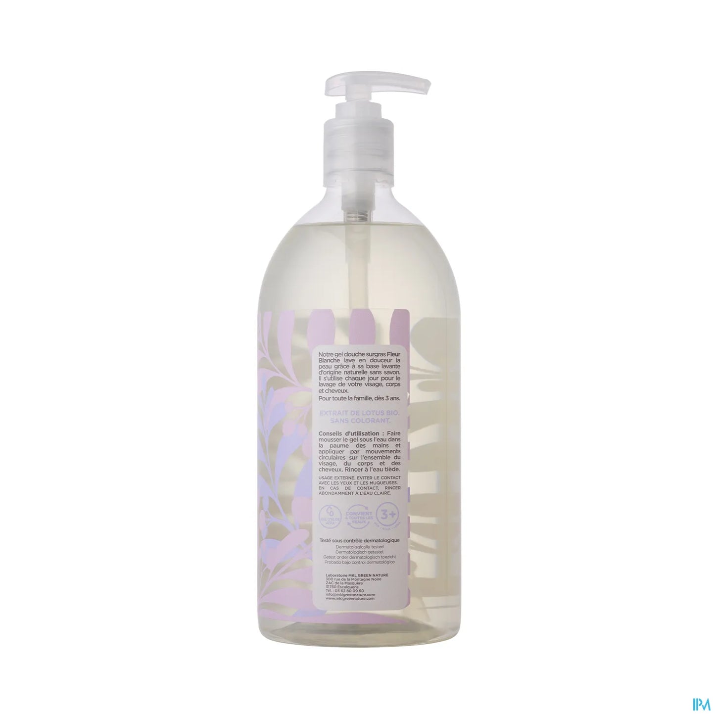 Green Nature Gel Douche Surgras Fleur Blanche Bio 1L