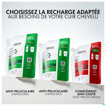 Dercos Anti-Pelliculaire Shampooing Traitant Eco-Recharge Cheveux Gras 400ml