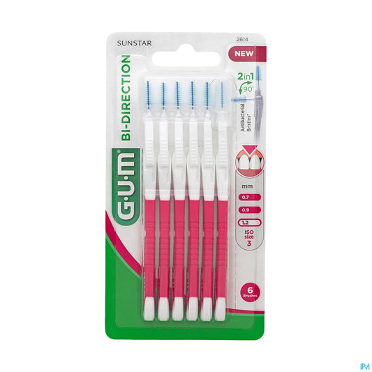 G.U.M Brossette Interdentaires Bi-Direction Fine 1.2mm x6