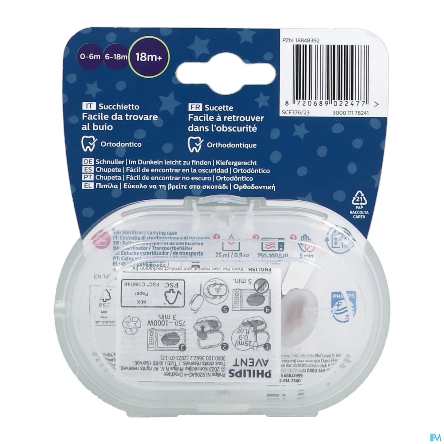 Ciucci Philips Avent Ultra Air Night Time Star/Moon 18+ confezione da 2