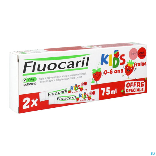 Dentifricio Bi-Fluoruro per Bambini 0-6 Anni Gel alla Fragola Confezione da 2 x 50ml