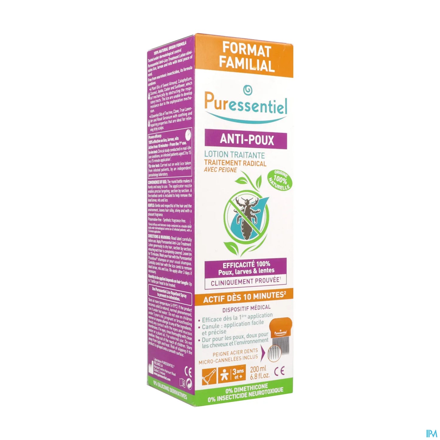 Lotion Traitante Anti-Poux 200ml + Peigne