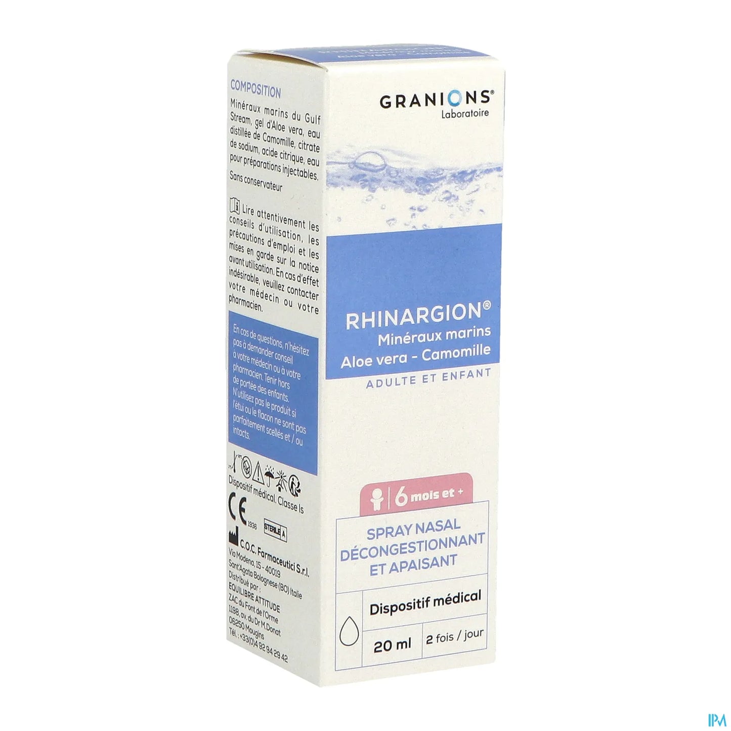 Granions Rhinargion Decongestant and Soothing Nasal Spray 20ml