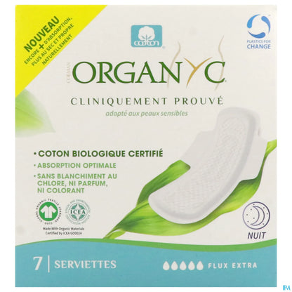 Serviettes Hygiéniques en Coton Bio Nuit Flux Extra