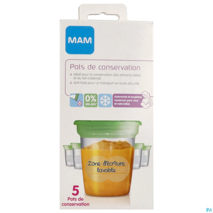 5 Pots de Conservation du Lait Maternel 120ml