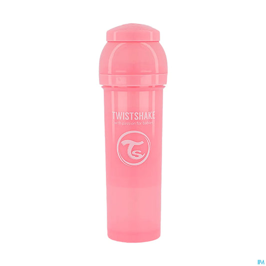 Twistshake Biberon Anti Colique Rose Pastel 330 mL Tétine L 4+ Mois