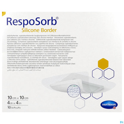 Resposorb Silicone Border Pansement 10x10cm Boîte de 10