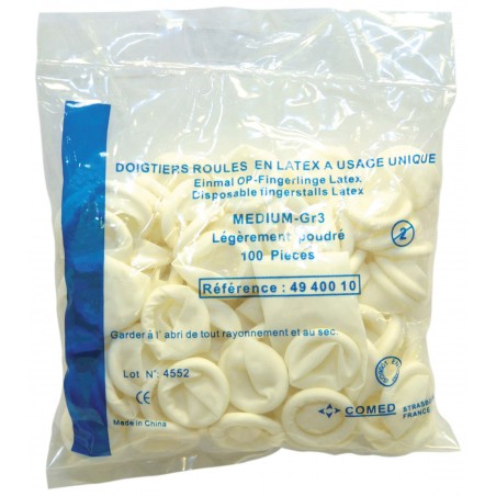 Doigtiers Roulés en Latex Taille M Sachet de 100