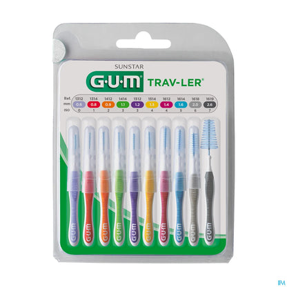 G.U.M Trav-Ler Kit 10 Brossettes Interdentaires Différentes