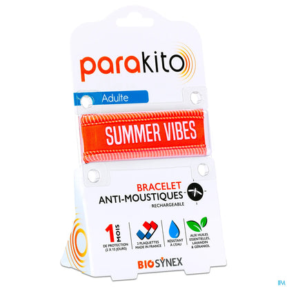 Braccialetto antizanzare ricaricabile Summer Vibes Orange per adulti