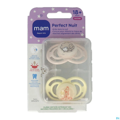 Set of 2 Phosphorescent Pacifiers Perfect Night 18 Months Silicone
