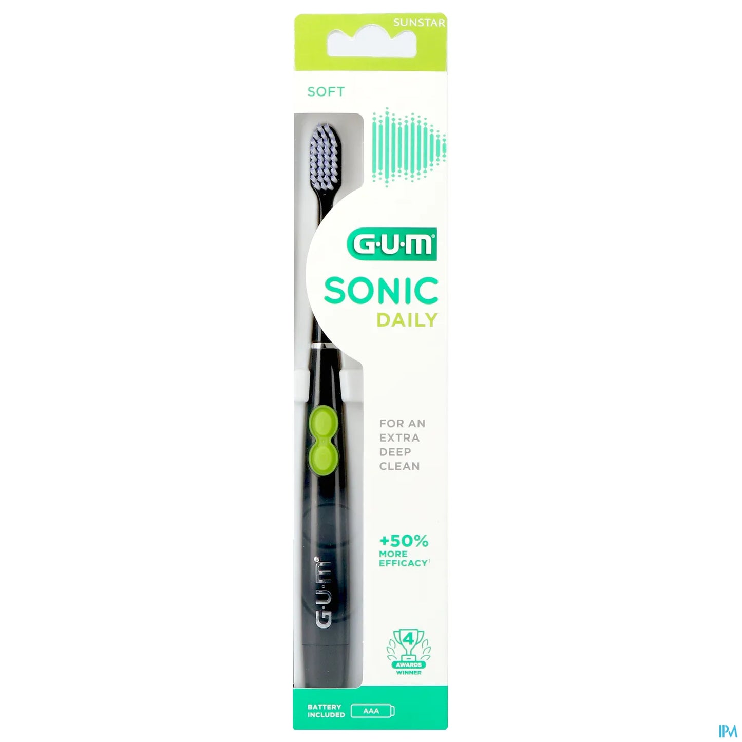 G.U.M Sonic Daily Brosse à Dents Électrique Noire à Piles 4100