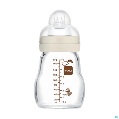 Biberon en Verre Premium 170ml Blanc Débit 1