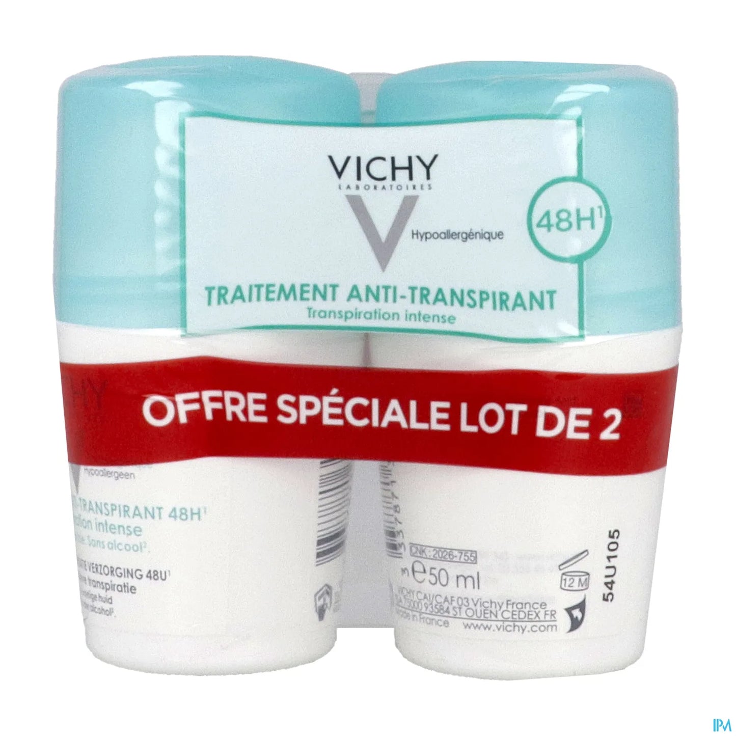 Deodorante antitraspirante roll-on intenso 48h 2x50ml