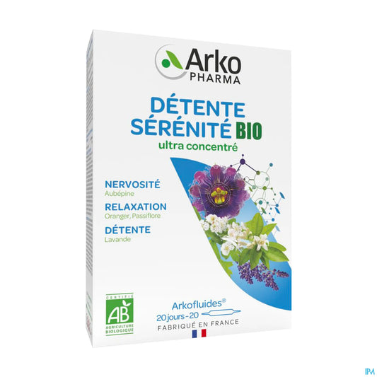 Arkopharma Arkofluides Détente Sommeil Bio 20 ampoules de 10 mL