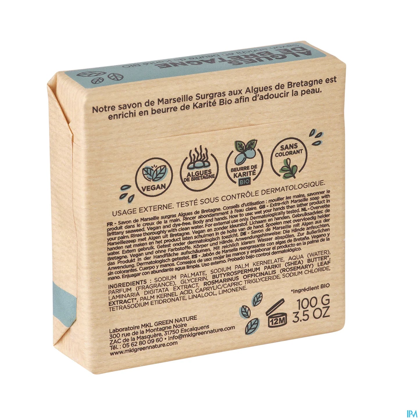 Sapone di Marsiglia Green Nature Surgras Alghe della Bretagna 100g
