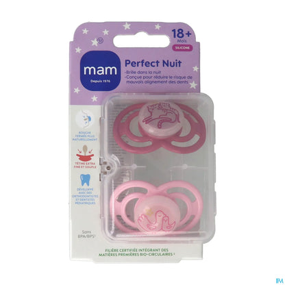 Set of 2 Phosphorescent Pacifiers Perfect Night 18 Months Silicone