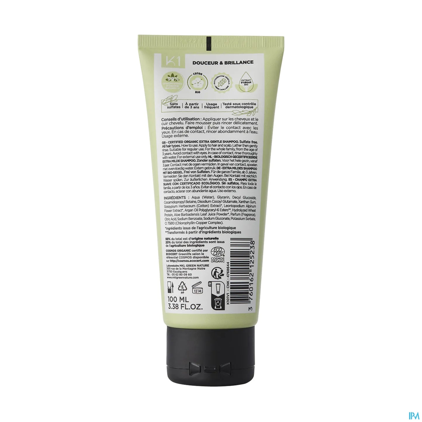 Shampoo extra delicato al cotone biologico Green Nature 100 ml