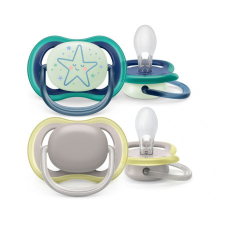 Philips Avent 2 pezzi ciucci Ultra Air 6/18m Night Decorated Mix