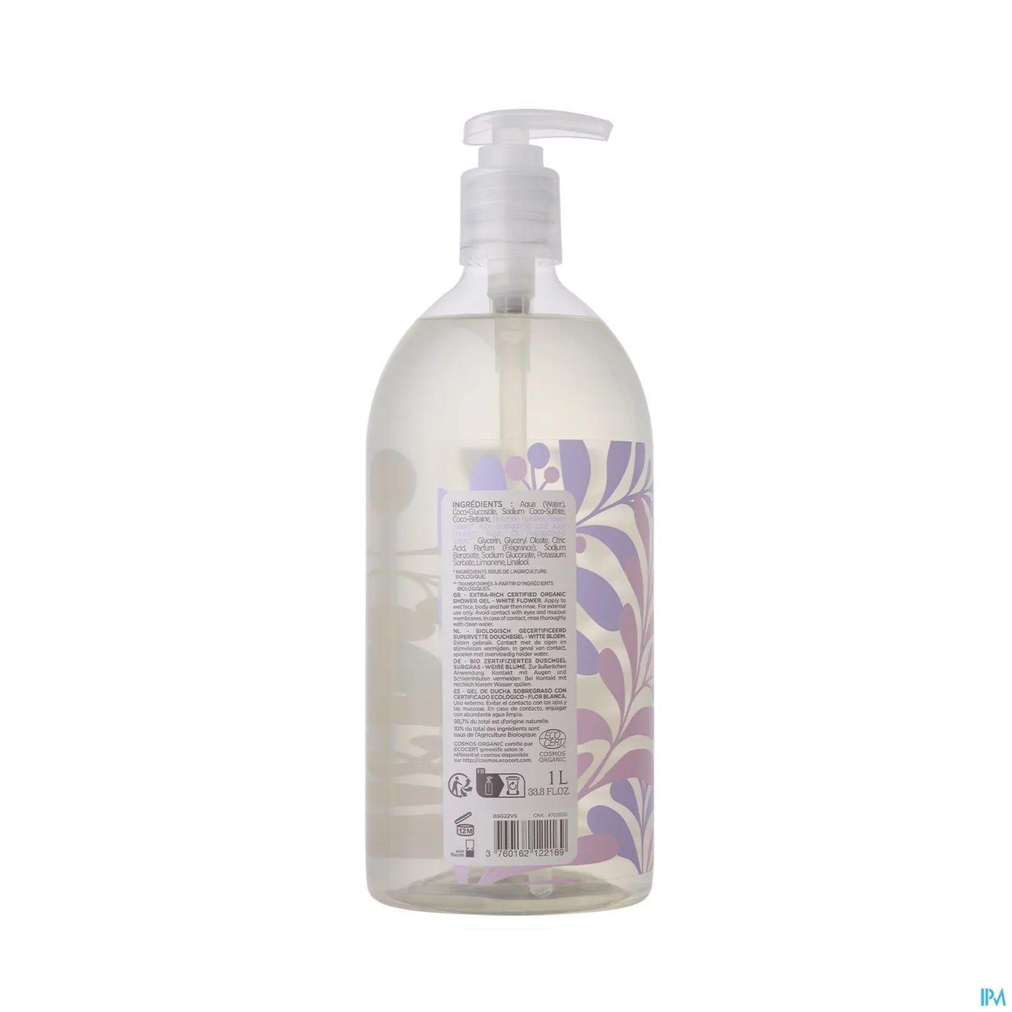 Green Nature Gel Douche Surgras Fleur Blanche Bio 1L