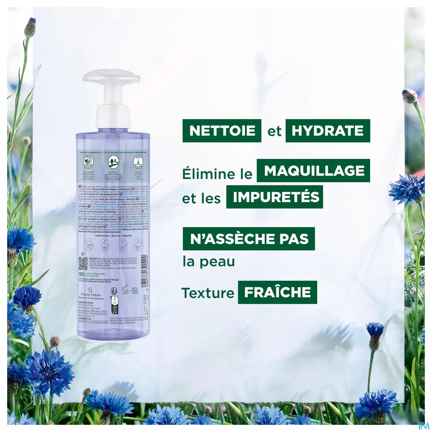 Acqua micellare biologica al fiordaliso 3 in 1 400 ml