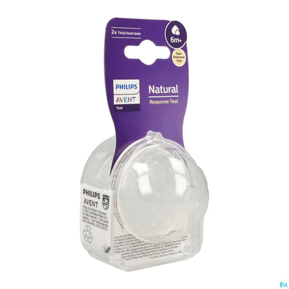 Philips Avent Natural Response Silicone Tétine 6m+ pour Liquides Épais - Pack de 2