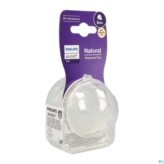 Philips Avent Natural Response Silicone Tétine 6m+ pour Liquides Épais - Pack de 2