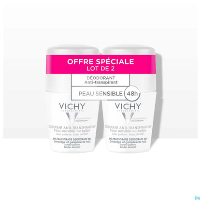 Deodorante antitraspirante 48 ore per pelli sensibili o senza peli Roll-On 2x50ml