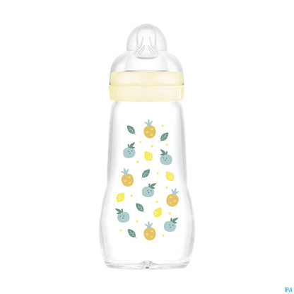 Biberon en Verre Premium 260 ml Blanc - Débit 2 Moyen Tétine SkinSoft