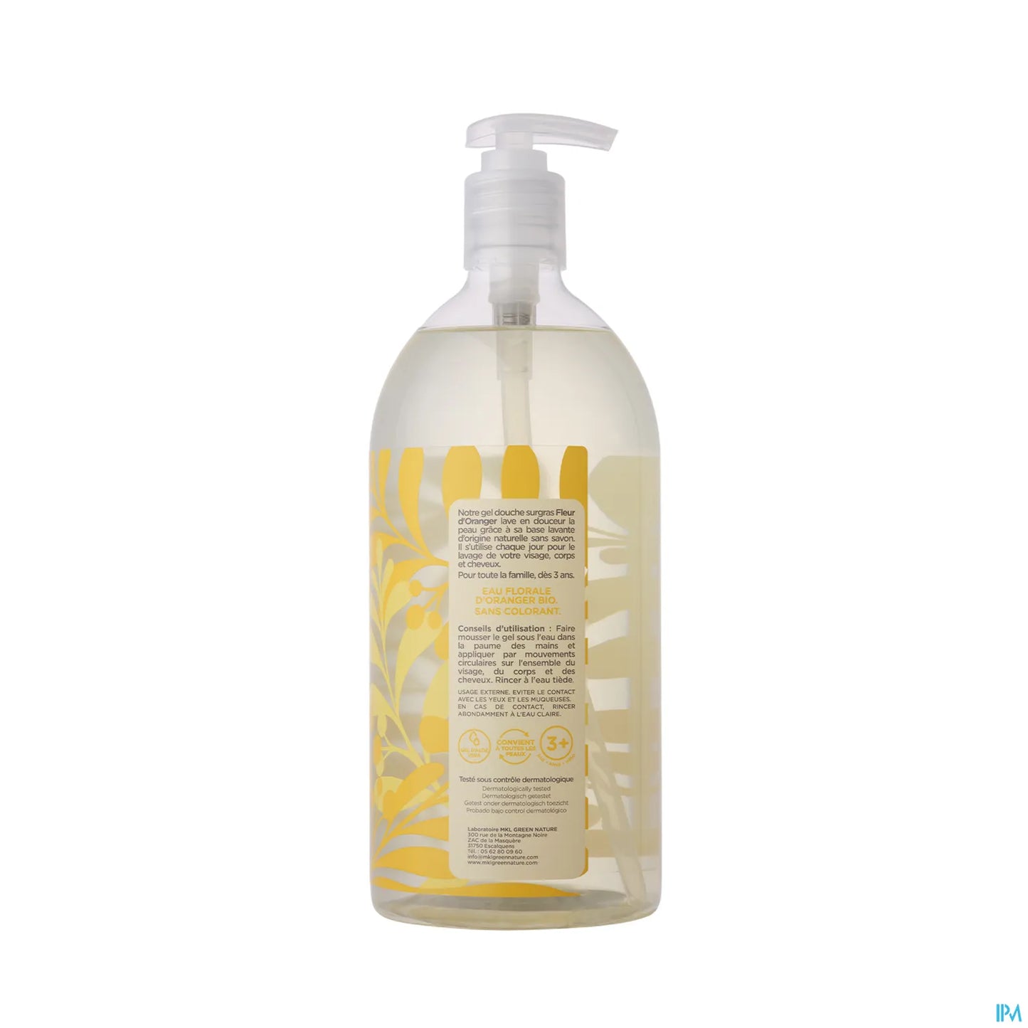 Green Nature Gel Douche Surgras Fleur d'Oranger Bio 1L
