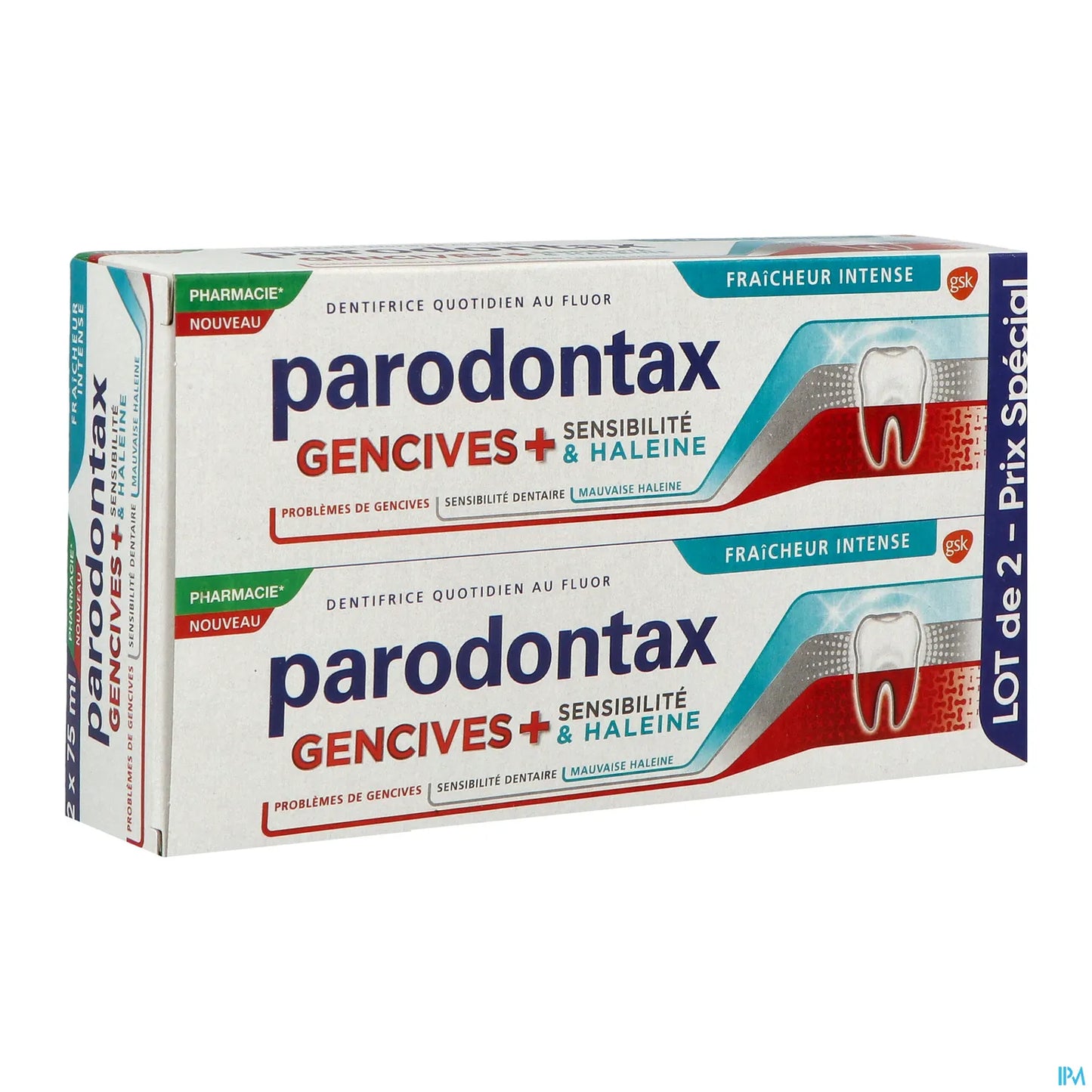 Dentifrice Gencives Sensibilité et Haleine Fraicheur Intense 2x75ml