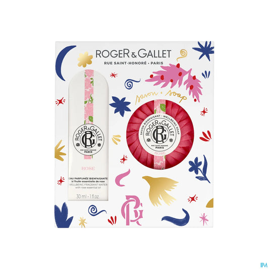 Set regalo di acqua profumata benefica alla rosa 30 ml + sapone 100 g