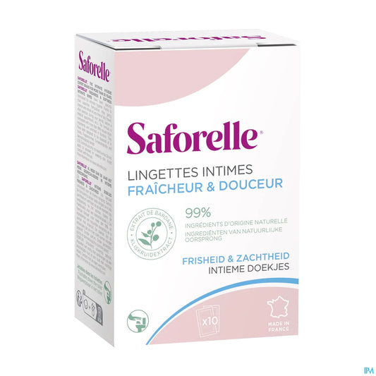 Lingettes Intimes Biodégradables Fraîcheur et Douceur Boîte de 10 Sachets