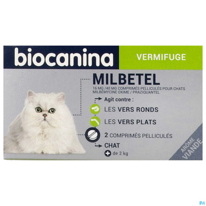 Milbetel Vermifuge 16 mg/40 mg Pour Chats 2 Comprimés