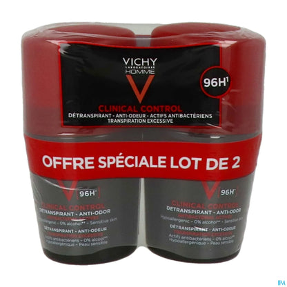 Homme Clinical Control Déodorant Anti-Odeur 96h Roll-On 2x50ml