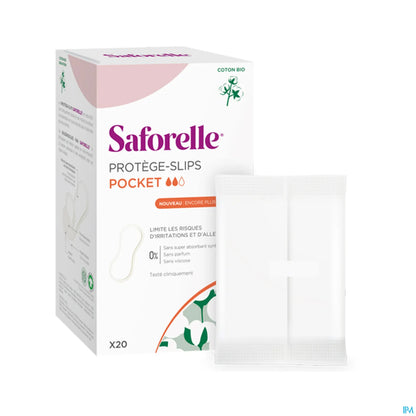 Salvaslip in cotone biologico con tasca, formato tascabile, 20 unità