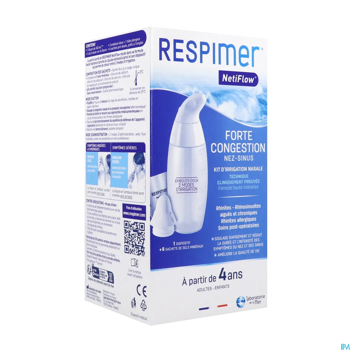 Laboratoire de la Mer Respimer NetiFlow Kit di irrigazione nasale 1 dispositivo 6 bustine